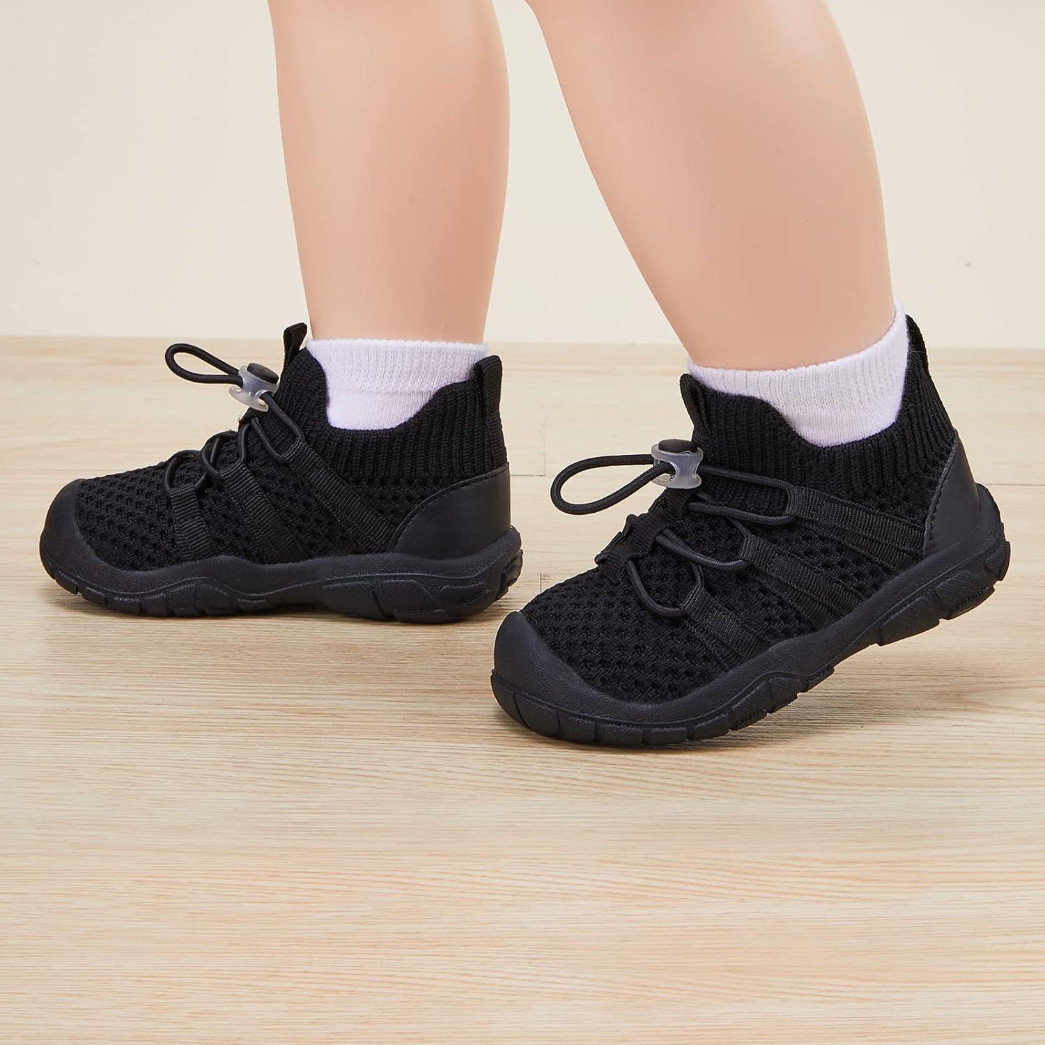 imageBMCiTYBM Baby Boy Girl Shoes Infant Soft Non Slip Sneakers Lightweight First Step Walking Shoes 6 9 12 18 24 MonthsHblack
