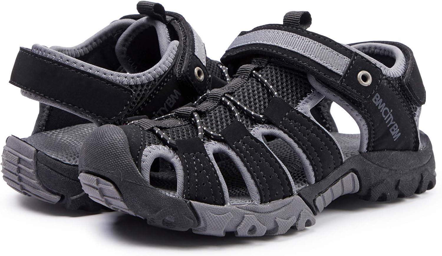 imageBMCiTYBM Boys Girls Sport Sandals Closed Toe Water Hiking Beach Outdoor Shoes ToddlerLittle KidsAblack