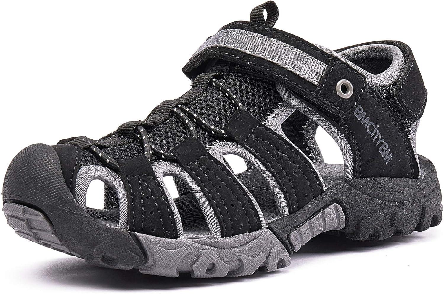 imageBMCiTYBM Boys Girls Sport Sandals Closed Toe Water Hiking Beach Outdoor Shoes ToddlerLittle KidsAblack