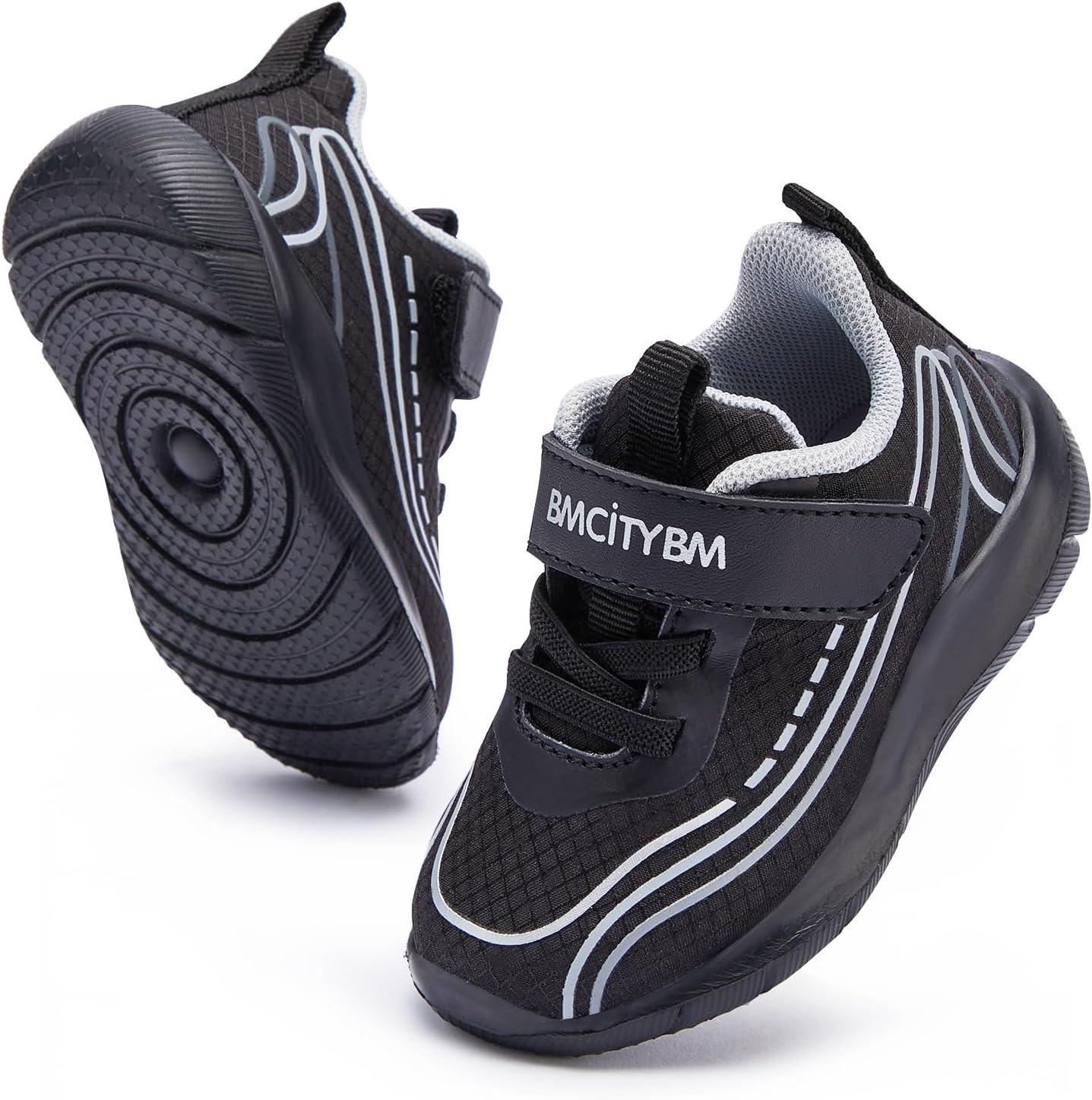 imageBMCiTYBM Toddler Shoes Boys Girls Walking Sneakers Running Athletic Sports Tennis ShoesAblack