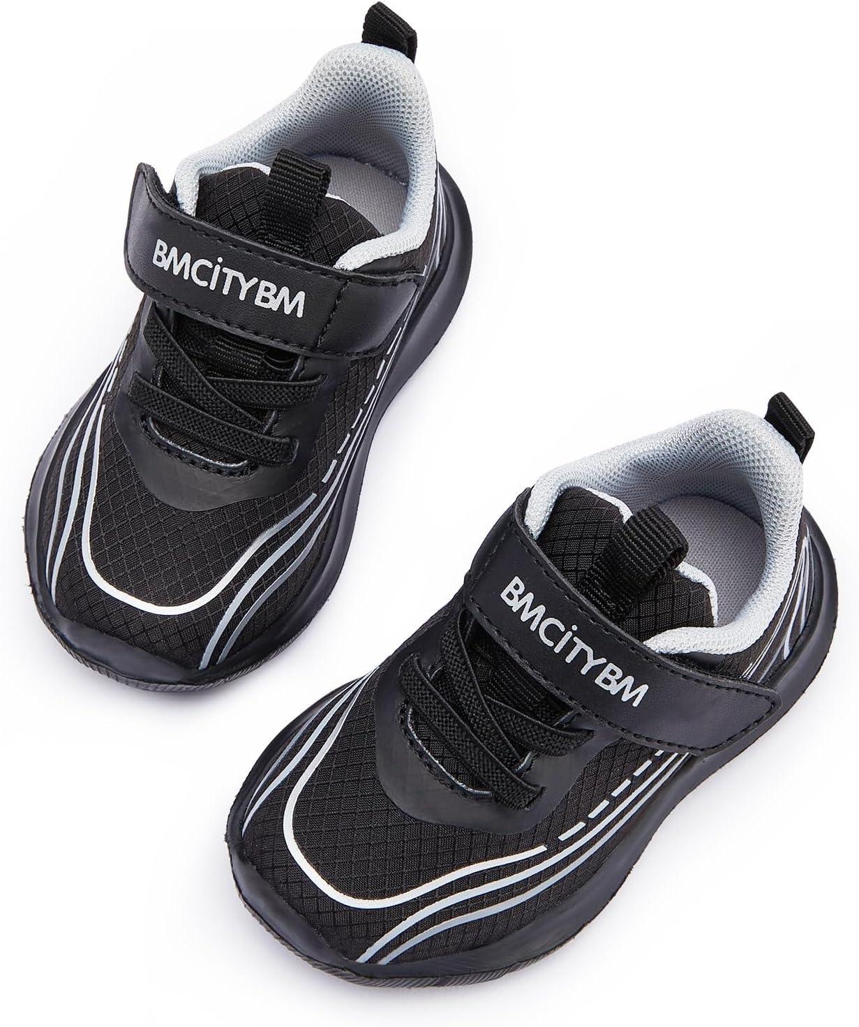 imageBMCiTYBM Toddler Shoes Boys Girls Walking Sneakers Running Athletic Sports Tennis ShoesAblack