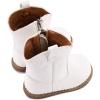imageBMCiTYBM Baby Cowboy Cowgirl Boots Infant Western Boots Toddler Boys Girls Round Toe Riding Mid Calf Boots All Seasons for 6 9 12 18 24 MonthsAwhite