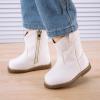 imageBMCiTYBM Baby Cowboy Cowgirl Boots Infant Western Boots Toddler Boys Girls Round Toe Riding Mid Calf Boots All Seasons for 6 9 12 18 24 MonthsAwhite