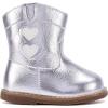 imageBMCiTYBM Baby Cowboy Cowgirl Boots Infant Western Boots Toddler Boys Girls Round Toe Riding Mid Calf Boots All Seasons for 6 9 12 18 24 MonthsBsilver