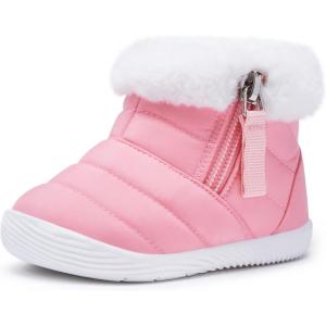 imageBMCiTYBM Baby Boy Girl Snow Boots Waterproof Winter Warm Booties Nonslip Lightweight Outdoor Shoes for First Walkers 6 9 12 18 24 MonthsInfantToddlerApink