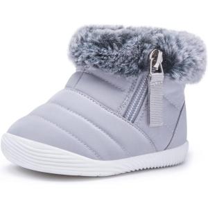 imageBMCiTYBM Baby Boy Girl Snow Boots Waterproof Winter Warm Booties Nonslip Lightweight Outdoor Shoes for First Walkers 6 9 12 18 24 MonthsInfantToddlerAgrey