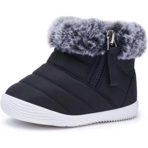 imageBMCiTYBM Baby Boy Girl Snow Boots Waterproof Winter Warm Booties Nonslip Lightweight Outdoor Shoes for First Walkers 6 9 12 18 24 MonthsInfantToddlerAblack