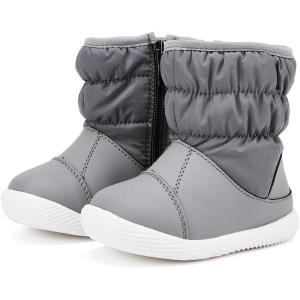 imageBMCiTYBM Baby Boy Girl Snow Boots Waterproof Winter Warm Booties Nonslip Lightweight Outdoor Shoes for First Walkers 6 9 12 18 24 MonthsInfantToddlerA1grey