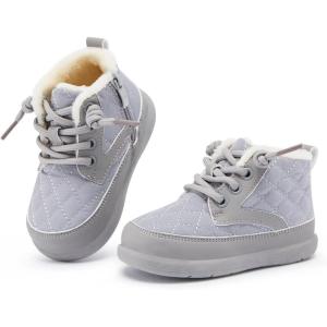 imageBMCiTYBM Baby Boy Girl Snow Boots Waterproof Winter Warm Booties Nonslip Lightweight Outdoor Shoes for First Walkers 6 9 12 18 24 MonthsInfantToddlerBgrey
