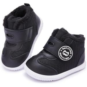 imageBMCiTYBM Baby Boy Girl Snow Boots Waterproof Winter Warm Booties Nonslip Lightweight Outdoor Shoes for First Walkers 6 9 12 18 24 MonthsInfantToddlerCblack
