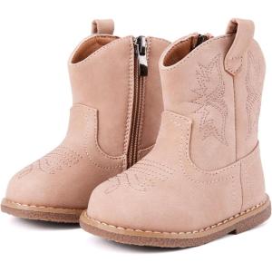 imageBMCiTYBM Baby Cowboy Cowgirl Boots Infant Western Boots Toddler Boys Girls Round Toe Riding Mid Calf Boots All Seasons for 6 9 12 18 24 MonthsAcamel