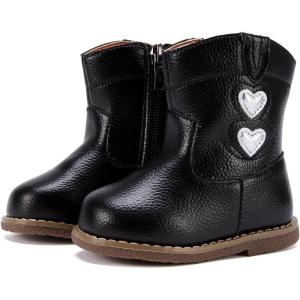 imageBMCiTYBM Baby Cowboy Cowgirl Boots Infant Western Boots Toddler Boys Girls Round Toe Riding Mid Calf Boots All Seasons for 6 9 12 18 24 MonthsBblack