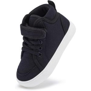 imageToddler Boys Girls Walking Shoes High Top Tennis Canvas SneakersInfantToddlerAblack