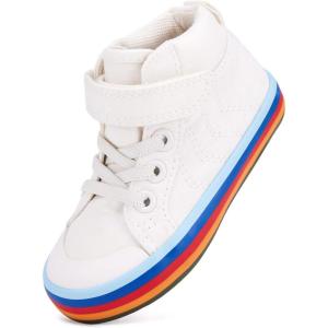 imageToddler Boys Girls Walking Shoes High Top Tennis Canvas SneakersInfantToddlerCwhite