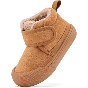 imageBMCiTYBM Baby Shoes Boy Girl Sneakers Winter Warm Non Slip First Walking Infant Shoes 624 MonthsHigh Top Brown