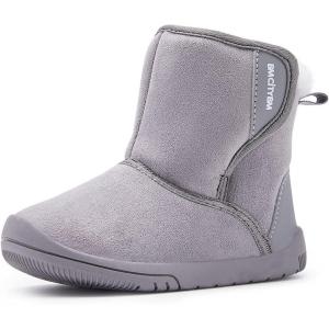 imageBMCiTYBM Girls Boys Snow Boots Warm Winter Fur Lined Baby Shoes InfantToddlerLittle Kid1dark Grey