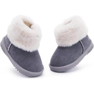 imageBMCiTYBM Girls Boys Snow Boots Warm Winter Fur Lined Baby Shoes InfantToddlerLittle Kid2grey