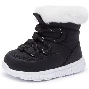 imageBMCiTYBM Girls Boys Snow Boots Warm Winter Fur Lined Baby Shoes InfantToddlerLittle Kid3black