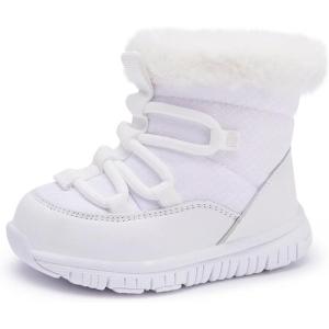 imageBMCiTYBM Girls Boys Snow Boots Warm Winter Fur Lined Baby Shoes InfantToddlerLittle Kid3white