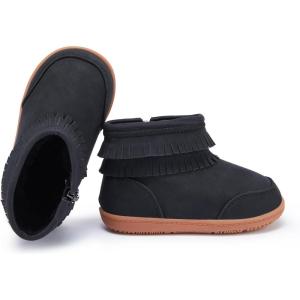 imageBMCiTYBM Girls Boys Snow Boots Warm Winter Fur Lined Baby Shoes InfantToddlerLittle Kid4black