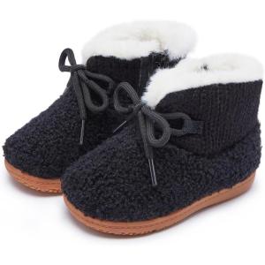 imageBMCiTYBM Girls Boys Snow Boots Warm Winter Fur Lined Baby Shoes InfantToddlerLittle Kid5black