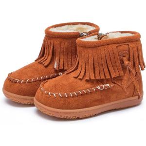 imageBMCiTYBM Girls Boys Snow Boots Warm Winter Fur Lined Baby Shoes InfantToddlerLittle Kid7brown