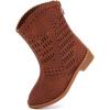 imageBMCiTYBM Girls Cowgirl Boots UnisexChild Mid Calf Toddler Cowboy Boots Little Kids Western Boots Round Toe All Seasons Shoes12brown