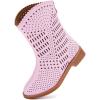 imageBMCiTYBM Girls Cowgirl Boots UnisexChild Mid Calf Toddler Cowboy Boots Little Kids Western Boots Round Toe All Seasons Shoes12pink