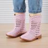 imageBMCiTYBM Girls Cowgirl Boots UnisexChild Mid Calf Toddler Cowboy Boots Little Kids Western Boots Round Toe All Seasons Shoes12pink