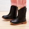imageBMCiTYBM Girls Cowgirl Boots UnisexChild Mid Calf Toddler Cowboy Boots Little Kids Western Boots Round Toe All Seasons Shoes2black