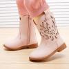 imageBMCiTYBM Girls Cowgirl Boots UnisexChild Mid Calf Toddler Cowboy Boots Little Kids Western Boots Round Toe All Seasons Shoes2pink
