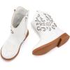 imageBMCiTYBM Girls Cowgirl Boots UnisexChild Mid Calf Toddler Cowboy Boots Little Kids Western Boots Round Toe All Seasons Shoes2white