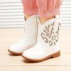 imageBMCiTYBM Girls Cowgirl Boots UnisexChild Mid Calf Toddler Cowboy Boots Little Kids Western Boots Round Toe All Seasons Shoes2white