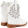 imageBMCiTYBM Girls Cowgirl Boots UnisexChild Mid Calf Toddler Cowboy Boots Little Kids Western Boots Round Toe All Seasons Shoes2white