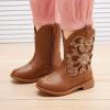 imageBMCiTYBM Girls Cowgirl Boots UnisexChild Mid Calf Toddler Cowboy Boots Little Kids Western Boots Round Toe All Seasons Shoes3camel