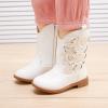 imageBMCiTYBM Girls Cowgirl Boots UnisexChild Mid Calf Toddler Cowboy Boots Little Kids Western Boots Round Toe All Seasons Shoes3white