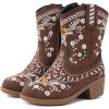 imageBMCiTYBM Girls Cowgirl Boots UnisexChild Mid Calf Toddler Cowboy Boots Little Kids Western Boots Round Toe All Seasons ShoesBrown