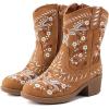 imageBMCiTYBM Girls Cowgirl Boots UnisexChild Mid Calf Toddler Cowboy Boots Little Kids Western Boots Round Toe All Seasons ShoesCamel