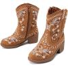 imageBMCiTYBM Girls Cowgirl Boots UnisexChild Mid Calf Toddler Cowboy Boots Little Kids Western Boots Round Toe All Seasons ShoesCamel
