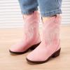 imageBMCiTYBM Girls Cowgirl Boots UnisexChild Mid Calf Toddler Cowboy Boots Little Kids Western Boots Round Toe All Seasons ShoesMultipink