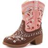 imageBMCiTYBM Girls Cowgirl Boots UnisexChild Mid Calf Toddler Cowboy Boots Little Kids Western Boots Round Toe All Seasons ShoesPinkBrown
