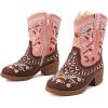 imageBMCiTYBM Girls Cowgirl Boots UnisexChild Mid Calf Toddler Cowboy Boots Little Kids Western Boots Round Toe All Seasons ShoesPinkBrown