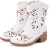 imageBMCiTYBM Girls Cowgirl Boots UnisexChild Mid Calf Toddler Cowboy Boots Little Kids Western Boots Round Toe All Seasons ShoesWhite