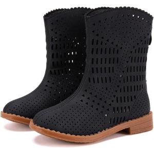 imageBMCiTYBM Girls Cowgirl Boots UnisexChild Mid Calf Toddler Cowboy Boots Little Kids Western Boots Round Toe All Seasons Shoes12black