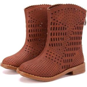 imageBMCiTYBM Girls Cowgirl Boots UnisexChild Mid Calf Toddler Cowboy Boots Little Kids Western Boots Round Toe All Seasons Shoes12brown