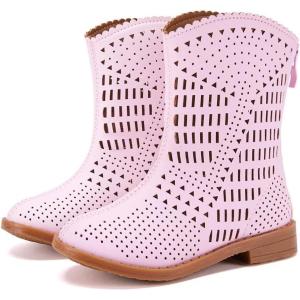 imageBMCiTYBM Girls Cowgirl Boots UnisexChild Mid Calf Toddler Cowboy Boots Little Kids Western Boots Round Toe All Seasons Shoes12pink