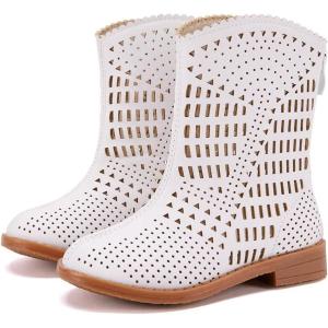 imageBMCiTYBM Girls Cowgirl Boots UnisexChild Mid Calf Toddler Cowboy Boots Little Kids Western Boots Round Toe All Seasons Shoes12white