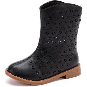 imageBMCiTYBM Girls Cowgirl Boots UnisexChild Mid Calf Toddler Cowboy Boots Little Kids Western Boots Round Toe All Seasons Shoes1black