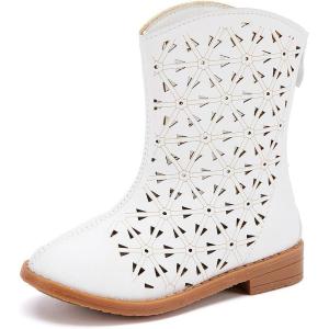 imageBMCiTYBM Girls Cowgirl Boots UnisexChild Mid Calf Toddler Cowboy Boots Little Kids Western Boots Round Toe All Seasons Shoes1white
