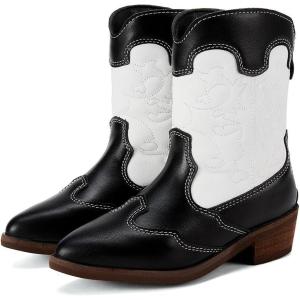 imageBMCiTYBM Girls Cowgirl Boots UnisexChild Mid Calf Toddler Cowboy Boots Little Kids Western Boots Round Toe All Seasons ShoesPointyblackWhite